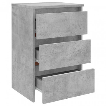 Noptieră, gri beton, 40x35x62,5 cm, lemn compozit - Img 8