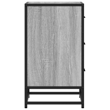 Noptiera gri Sonoma 40x34,5x60 cm lemn prelucrat si metal - Img 5