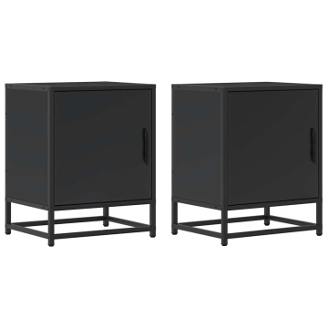 Noptiera neagra 40x31x50 cm lemn prelucrat si metal - Img 2