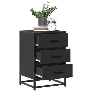 Noptiera neagra 40x34,5x60 cm lemn prelucrat si metal - Img 4
