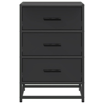 Noptiera neagra 40x34,5x60 cm lemn prelucrat si metal - Img 8