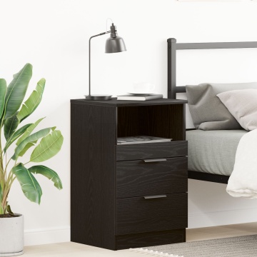 Noptieră Negru Stejar 40x35x65 cm Fabricată din Lemn Prelucrat - Img 4