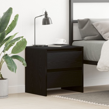 Noptieră Negru Stejar 45x34x44,5 cm Lemn Compus - Img 1