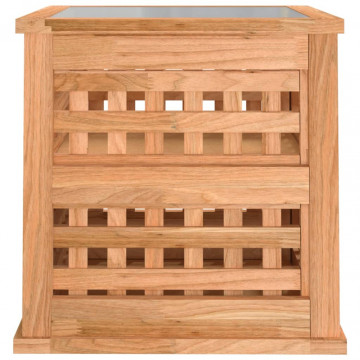 Noptiere, 2 buc., 34x34x34 cm, lemn masiv de nuc - Img 6