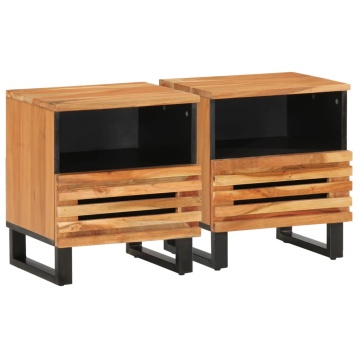Noptiere, 2 buc., 40x33x46 cm, lemn masiv de acacia - Img 1
