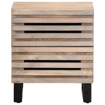 Noptiere, 2 buc., 40x33x46 cm, lemn masiv mango albit - Img 4