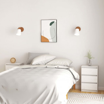 Noptiere, 2 buc, alb, 40x29,5x64 cm, lemn masiv de pin - Img 1