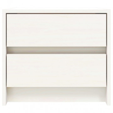 Noptiere, 2 buc., alb, 40x31x35,5 cm, lemn masiv de pin - Img 5