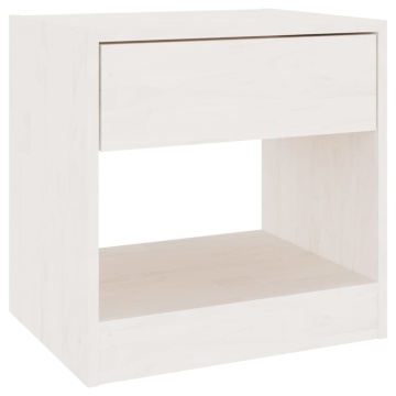Noptiere, 2 buc., alb, 40x31x40 cm, lemn masiv de pin - Img 8