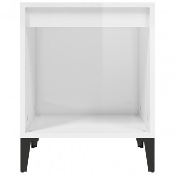 Noptiere, 2 buc., alb extralucios, 40x35x50 cm - Img 5