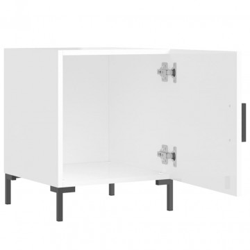 Noptiere, 2 buc., alb extralucios, 40x40x50 cm, lemn compozit - Img 5