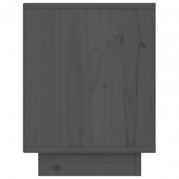 Noptiere, 2 buc., gri, 40x30x40 cm, lemn masiv de pin - Img 5