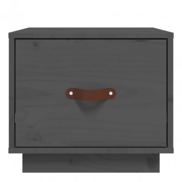 Noptiere, 2 buc., gri, 40x34x35 cm, lemn masiv de pin - Img 8