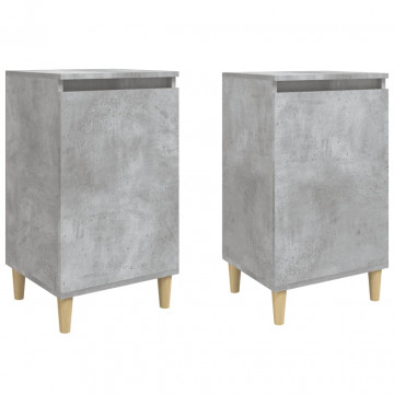 Noptiere, 2 buc., gri beton, 40x35x70 cm, lemn prelucrat - Img 2