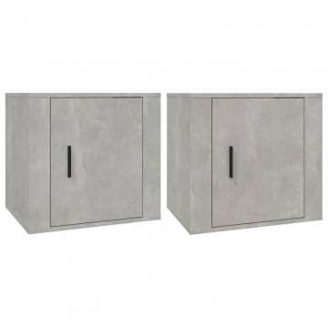 Noptiere, 2 buc., gri beton, 50x39x47 cm - Img 2