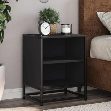 Noptiere 2 buc Negru 40x31x50 cm Lemn și metal prelucrat - Img 1