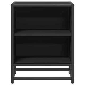 Noptiere 2 buc Negru 40x31x50 cm Lemn și metal prelucrat - Img 8