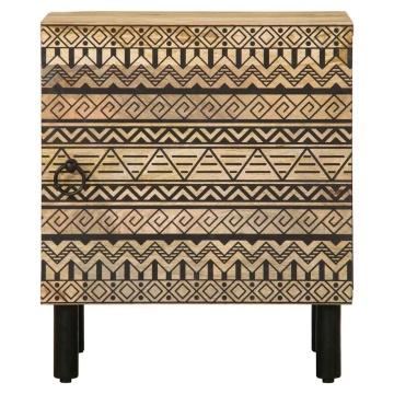 Noptiere, 2 buc., negru, 40x33,5x46 cm, lemn masiv mango brut - Img 4