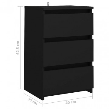 Noptiere, 2 buc., negru, 40x35x62,5 cm, lemn compozit - Img 7