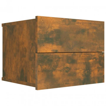 Noptiere, 2 buc., stejar fumuriu, 40x30x30 cm, lemn prelucrat - Img 4