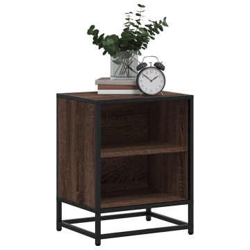 Noptiere 2 buc Stejar maro 40x31x50 cm Lemn prelucrat și metal - Img 4