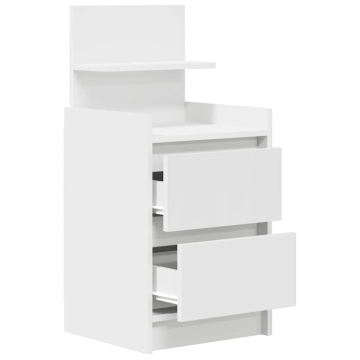 Noptiere cu 2 sertare 2 buc Alb 38x34x80 cm - Img 5