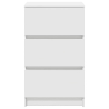 Noptiere cu 3 sertare 2 buc Alb 39x35x65 cm - Img 6