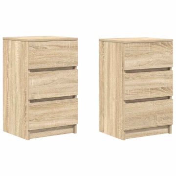 Noptiere cu 3 sertare 2 buc Stejar Sonoma 39x35x65 cm - Img 2
