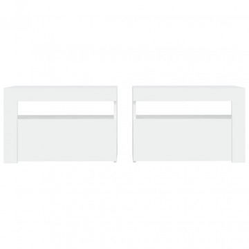 Noptiere cu LED-uri, 2 buc., alb, 60x35x40 cm - Img 4