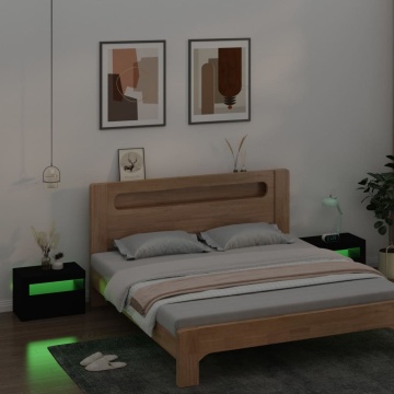 Noptiere cu LED-uri, 2 buc., negru, 60x35x40 cm - Img 7