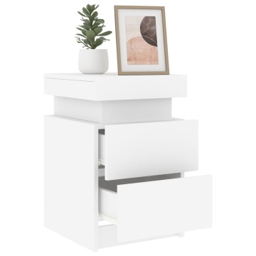 Noptiere cu lumini LED, 2 buc., alb, 35x39x55 cm - Img 8