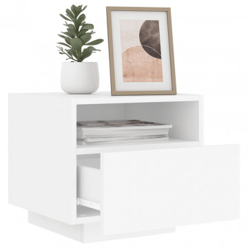 Noptiere cu lumini LED, 2 buc., alb, 40x39x37 cm - Img 4