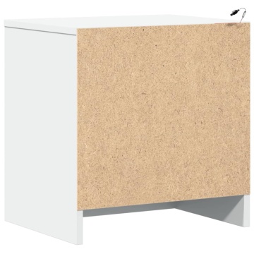 Noptiere cu lumini LED, 2 buc., alb, lemn prelucrat - Img 7