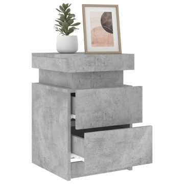 Noptiere cu lumini LED, 2 buc., gri beton, 35x39x55 cm - Img 8