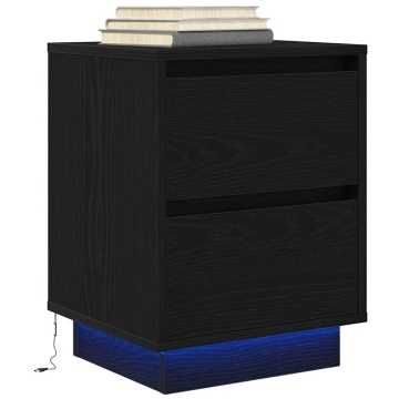 Noptiere cu lumini LED 2 buc Negru 38x34x50 cm - Img 5