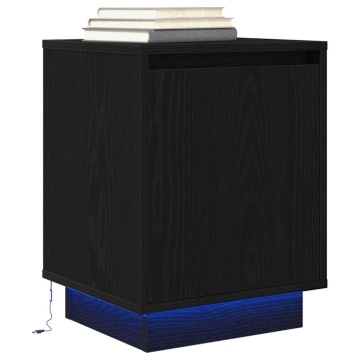 Noptiere cu lumini LED 2 buc Negru 38x34x50 cm - Img 5