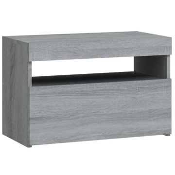 Noptiere cu lumini LED, gri sonoma, 60x35x40 cm - Img 3