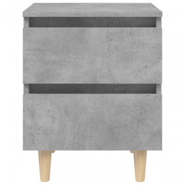 Noptiere cu picioare lemn masiv pin 2 buc. gri beton 40x35x50cm - Img 3