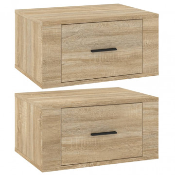 Noptiere de perete, 2 buc., stejar sonoma, 50x36x25 cm - Img 2