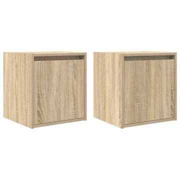 Noptiere montate pe perete 2 buc Stejar Sonoma 38x34x40 cm - Img 2