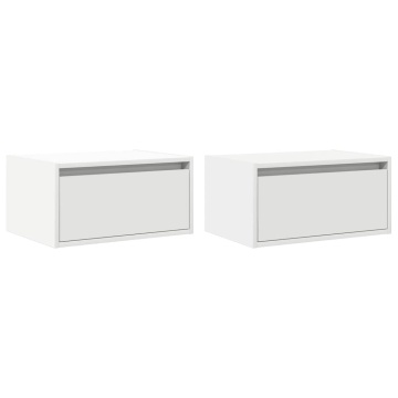 Noptiere montate pe perete cu lumini LED, 2 buc., alb - Img 3