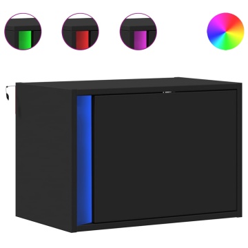 Noptiere montate pe perete cu lumini LED, 2 buc., negru - Img 2