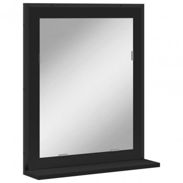 Oglindă baie cu raft negru 50x12x60 cm lemn prelucrat - Img 2