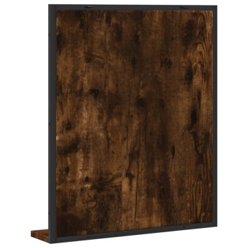 Oglindă baie cu raft stejar fumuriu 50x12x60 cm lemn prelucrat - Img 5