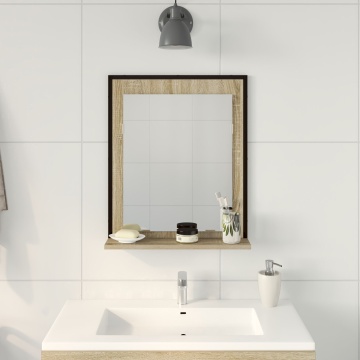Oglindă baie cu raft stejar sonoma 50x12x60 cm lemn prelucrat - Img 4
