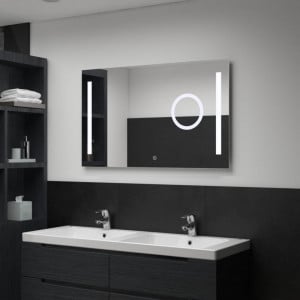 Oglindă cu LED de perete de baie cu senzor tactil, 100 x 60 cm - Img 1