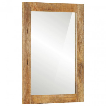 Oglindă de baie, 50x70x2,5 cm, lemn masiv de mango și sticlă - Img 1