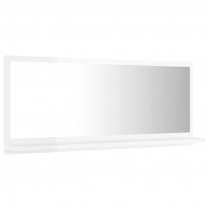 Oglindă de baie, alb extralucios, 90 x 10,5 x 37 cm, PAL - Img 7