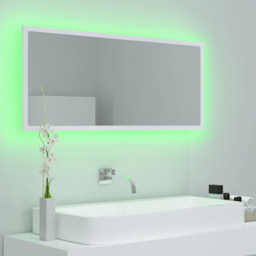 Oglindă de baie cu LED, alb, 100x8,5x37 cm, PAL - Img 4