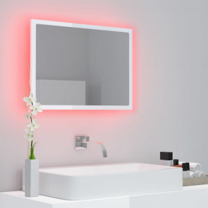 Oglindă de baie cu LED, alb extralucios, 60x8,5x37 cm, PAL - Img 8